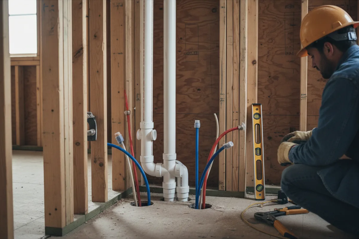 Drain and supply rough-in during Drain Cleaning in Strongstown