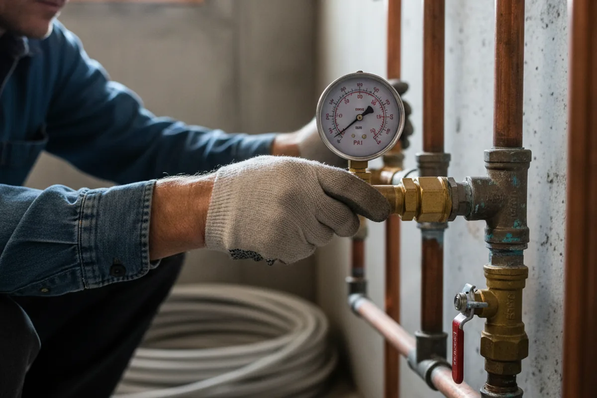 Pressure testing a repaired line during Water Line Repair in Strongstown